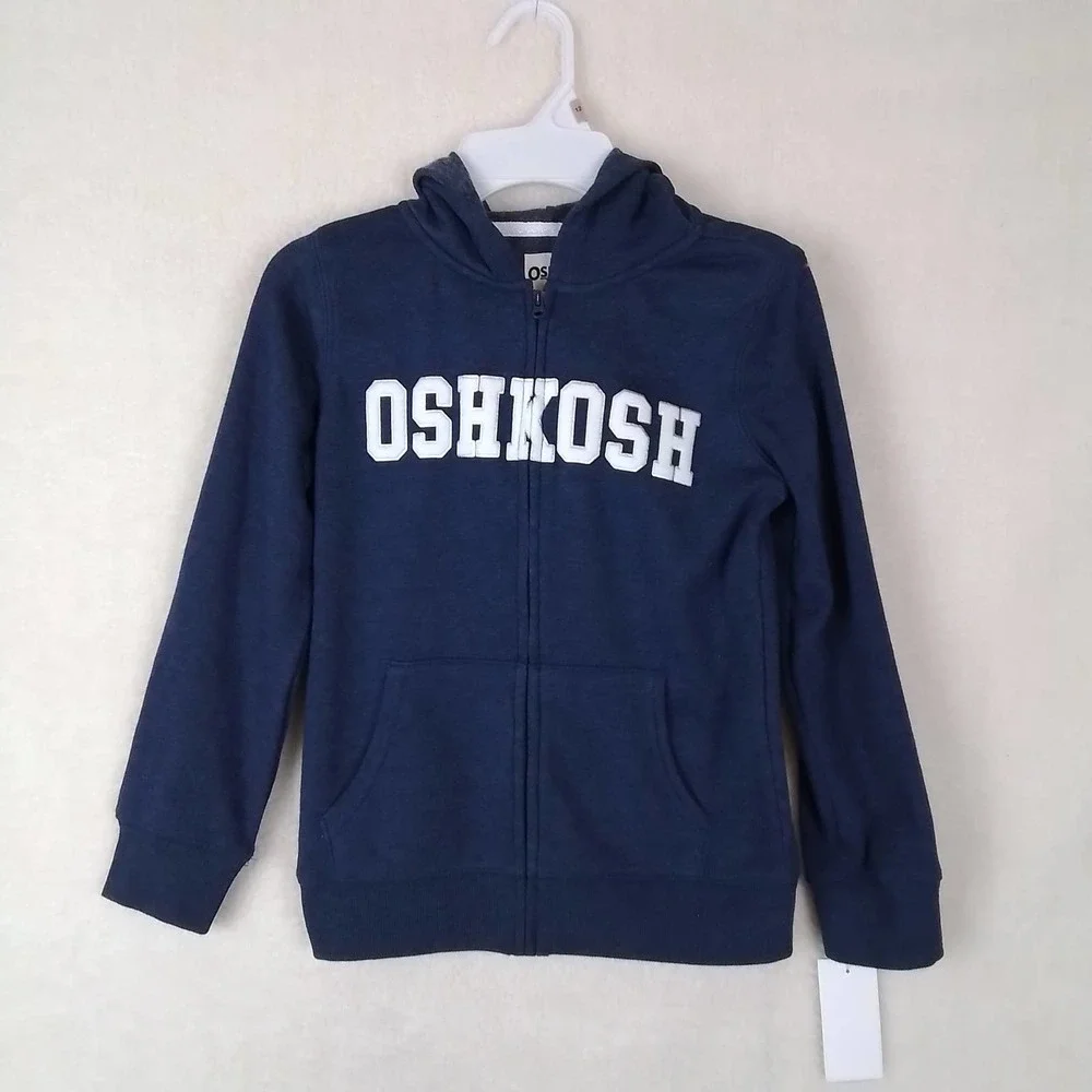 OshKosh Fleece Lined Full Zip Hoodie Size 7 in Blue w/ Branding